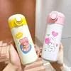 Bottiglie d'acqua Simpatico cartone animato Tazza termica sottovuoto Disegno animale Portatile Bambini Studente Regalo Tappo a molla Bottiglia in acciaio inossidabile