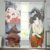 Vorhang Japanische Geisha Tüll Vorhänge für Wohnzimmer Schlafzimmer Dekor Chiffon Sheer Voile Küche Fenster