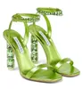 Eleagnt Design Aura Sandals Shoes Women Crystal Encrusted Heel Strass Straps Pumps Party、ドレス、イブニングサンダリアオリジナルボックスEU35-43