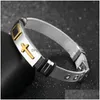 Tennis Fate Love Classic Cross armband Men Sieraden roestvrijstalen mesh lengte verstelbare gouden kleur mode heren sieraden bracele dhora