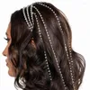 Saç klipsleri Stonefans Bohomian Rhinestone uzun püskül zincir mücevher kadınlar için üç katman kristal aksesuarları düğün mücevherleri