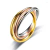 Cluster Rings Bxzyrt 3 Color Triple Rolling Ring Three In One Sets Stainless Steel Wedding Engagement Female Interlocked Stackable