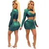 Sommer Frauen Sets Kleider Pailletten Loch Tops + Röcke Anzüge Elegante Zwei Stück Set Nacht Club Party Trainingsanzüge Vestidos