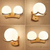 Lâmpadas de parede Lâmpada de vidro de madeira nórdica Luminárias de arandela de madeira moderna Luzes de espelho de banheiro de quarto da sala de estar iluminação interna