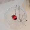 Pendant Necklaces Minar Cute Romantic Clear Red Resin Strawberry Necklace For Women Silver Color Thin Chain Simulation Pearls