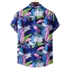 Camisas informales para hombre, camisa hawaiana con flores de viento en la playa, estampado de verano 2023 para hombres, camisetas de hojas festivas de gran tamaño