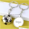 Keychains Lanyards Metal Football Keychain Pendant Lage Decoration Key Chain Souvenir Gift Keyring Drop Delivery Fashion Accessorie Dhuvz