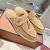 Topp för kvinnor Loro Pianor Casual Tofflor Klassiska Sandaler Loafers Skor Flat Slides Tofflor Designers Herr Hög elastisk biff sena Botten storlek 36-46 med låda