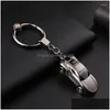 Keychains Lanyards Mini Model Car Keychain with Light for Keys Accessories Men Metal Pendant Handbag Keyring Motorcykel Key Chain Dhynl