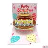 Gratulationskort 3D Cake Popup Happy Birthday Wishes For Her Drop Delivery Home Garden Festive Party Supplies Event DHSWC