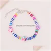 Perlé Strand Bohème Plage Vacances Style Coeur Bracelet Cheville Arc-En-Étoile Mode Femmes À La Main Tissé Colorf Riz Perle D'été J Dhxhg