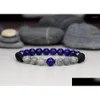 Bärade sträng naturliga lapis lazi armband vara mens gåva för män yoga mala pärlor armband lava sten labradorite droppleverans smycken dhzig