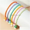 Bärade sträng 6st/set söt svamphänge armband för kvinnor flickor colorf bohemian stil rispärlor armband mode smycken gi dhrn2