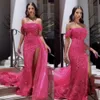Stunning Paillettes Off the Shoulder Abiti da sera Side Split Mermaid Prom Party Gown Organza Train Femmine vestido de fiesta