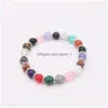 Beaded Strand 16 Colors Natural Gemstone Spheres Stretch Bracelets Mix Round Stone And Sier Spacers Gift Gb022 Drop Delivery Jewelry Dhxz8