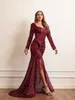 2022 Women V Neck Long Sleeve Sequin Dress Elegant Evening Dress Party Maxi Dress Ladies släp klänningar Vestidos