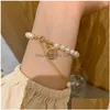 Perline Strand 2023 Fashion Premium Opal Bracciale per le donne Vintage Crystal Pearl Charm Bangle Gioielli Boemia Drop Delivery Bracciali Dhw7B