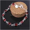 Braccialetti di collegamento a catena Vintage Luxury Red Crystal 925 Color Sier Bracciale per donna Moda Marchi Gioielli Festa di nozze Natale Dro Dhvjt