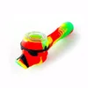 Pipes en silicone colorées à la main cool Filtre en verre de style soldat portable Écran à neuf trous Cuillère Bol Herbe Tabac Porte-cigarette Narguilé Pipe à eau Bong Fumer