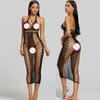 Casual jurken sexy body kous jurk visnet bodysuit uit één stuk strapless gaas perspectief bodystockings lingerie sex kleding