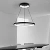 Lampes suspendues LED salle à manger lumières chambre décoration de la maison éclairage intérieur lampe pour étude de table salon luxe blanc noir couleur