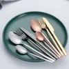 Dinnerware Sets HEYI 2023 Stainless Steel Knight Straight Handle Knife Fork And Spoon Set Black Gold-plated CST