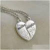Pendant Necklaces Wholesale2Pc Sier Plated Mother Daughter Necklace Heart Love Mom Pendants For Women Jewelry Collier Femme P1303 Dr Dhxfp