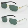 Großhandelsverkaufsstil 8200757 Sonnenbrille Original Echte natürliche schwarze und weiße vertikale Streifen Büffelhorn Randlos 8200758 Männlich Weiblich Brille Unisex 5A