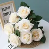 Flores decorativas 1 Bunco 10Heads Silk Rose Artificial Bouquet Casamento Decoração em casa para decoração azul