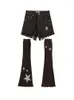 Damen Jeans Sommer Damen Gothic Harajuku Mode Slim Jean Shorts Denim Star Y2k Streetwear Gyaru Hose 2000er Jahre Ästhetik E-Girl Grunge