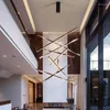 Żyrandole luksusowy czarny żyrandol LED do salonu pojedynczy projekt nowoczesny zawieszenie schodowe Oprawa oświetleniowa Lampka akrylowa Lampa akrylowa