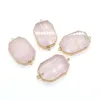 Colares pendentes Moda Moda Rose Quartz Natural Stone Double Hole Connector Charms para Jóias Diy Colar de pulseira de jóias Acessório de cristal rosa