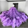 Party Dresses Hi Lo Evening Tiered Ruffles Design Tulle Prom With Detachable Long Sleeves Custom Made Fashion Luxury Formal