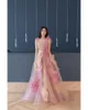 Robes de soirée colorées Prom See- Through V-Neck Layered Ruffle Tulle Flowers Robe de bal Pageant Robes Glamorous Brithday Dress