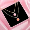 Correntes JJfoucs Moda Round Pinging Twisted Chain Colar para Women Pink esmalte Yin Yang Small Daisy Jewelry