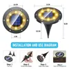 Uppgraderad 8/16 LED Solar Lawn Lights Ground Outdoor Waterproof Solar Garden Dekorationslampor Diskväg Yard Landscape Lighting 2st/Lot D2.5