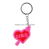 Keychains Lanyards Romantic Love Keychain Pendant PVC Bear Cake Cartoon Key Chain Lage Decoration Keyring Valentine Day Gift Drop Dhuhh