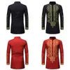 Men's Dress Shirts Tops Male Cosplay Stand Collar Vintage Fashion Slim Fit Traditional
