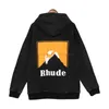 Vêtements de créateurs Sweats à capuche pour hommes Rhude Autumnwinter New Wash Classic Sunset Print High Street Loose Couple Sweat à capuche Tendance Mode Streetwear Pull