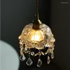 Hängslampor franska retro romantisk blommig glas metall led lampa hem dekoration modern matbord sovrum kök