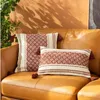 Pillow /Decorative Red Geometric Cotton Jacquard Cover Tassels Home Decor 45x45cm/30x50cm/50x50cm Sofa Pilow Case Sham