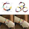 Beaded Strand Healing 7 Chakra Natural Crystal Bracelet For Women Mix Colorf Irregar Mineral Chips Quartz Bangle Yoga Meditation Dro Dhjel