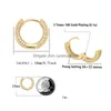 Hoop Huggie Luxury Designer 18K Gold Plated Copper Zircon Earrings Men Women Hip Hop Jewelry Iced Out Stud Earings Bling Diamond E DHLSJ