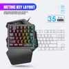 Combos HXSJ J50 Onehanded Gaming Keyboard 35 klawisze LED Podświetlenie przewodowe mysz gier z światłem oddechowym 5500 DPI 7 klawiatura przyciskowa