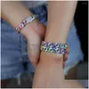 Pulseras con dijes 2022 Hip Hop de alta calidad Colorf Glaze Drop Cuban Chain Rainbow para mujeres niñas Moda Regalos de joyería de boda Entregar Dhgbp