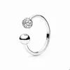 Bague ouverte perle pavée polie pour Pandora authentique bagues de fête de mariage en argent sterling bijoux de créateur pour femmes filles bague en cristal de diamant avec boîte d'origine