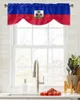 Curtain Haiti National Flag Day Blue Red Window Kitchen Cabinet Coffee Tie-Up Valance Rod Pocket Short