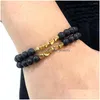 Beaded Strand 6Mm Handmade Copper Beads Tibetan Stone For Women Men Black Lava Tiger Eye Bracelet Chakra Bangle Jewelry Drop Deliver Dht0J