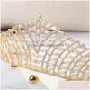 Hårklämmor Barrettes Tirim FL Zirconia Wedding Crown Jewelry Bridal Headpiece Woman Baroque Crystal Tiaras Headwear Crowns Drop de Dhhxk