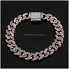 Braccialetti a maglie a catena Bracciale Hip Hop Cuba Diamond 20Cm Bracciale europeo e americano Uomo Donna Gioielli di moda Accessori Drop Delivery Dhkeo